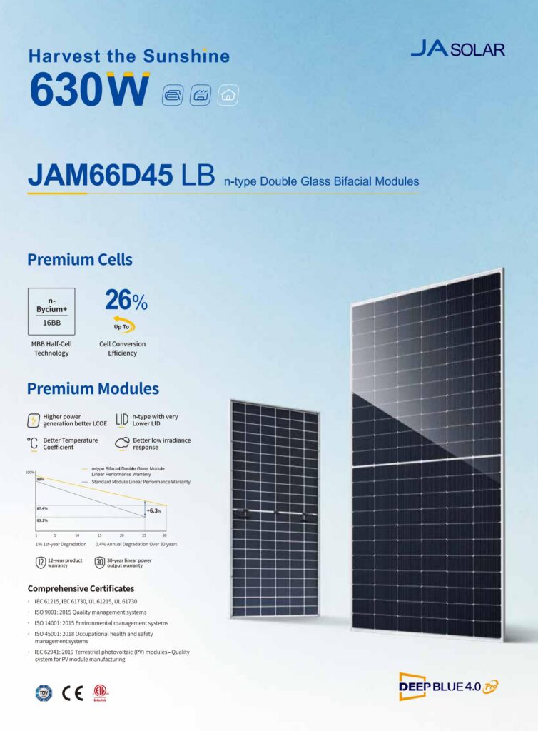 JA Solar JAM66D45 LB 605-630W Solar Module