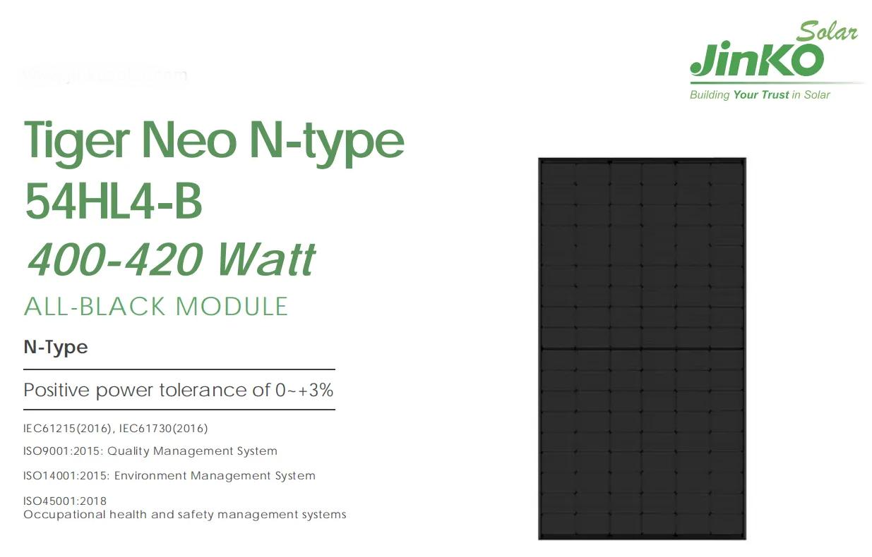 Jinko All Black Solar PV Mono Half Cell N-type 400-420W Solar Module customer image 2